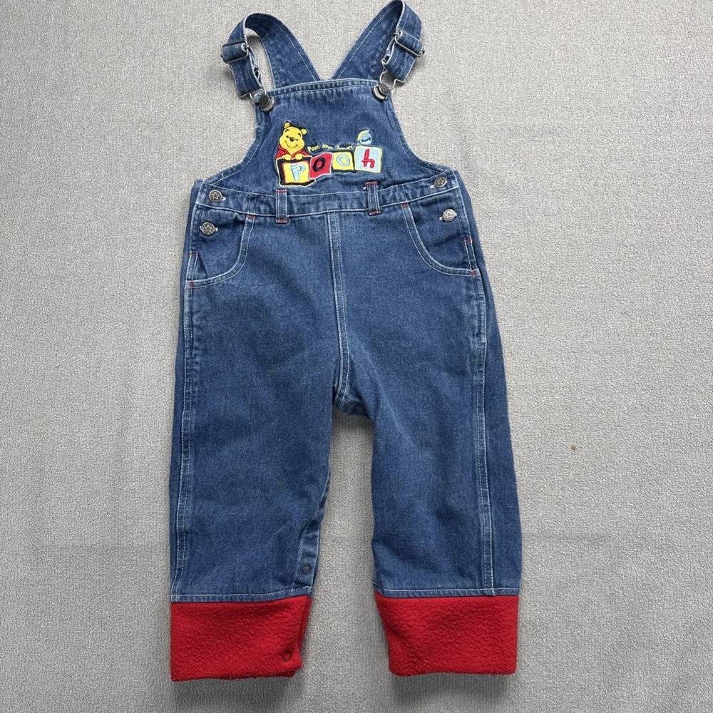 Vintage Winnie The Pooh Denim Snap Overalls Rare Pooh  24 Months‎